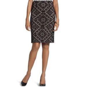Chico's Pencil Skirt Size 0 Size 4 Cutwork Black & Nude